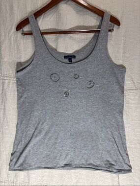 American Eagle Outfitters Gray Sequin Accent Scoop Tank